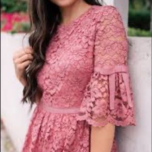 Gal Meets Glam Mauve Lace Dress